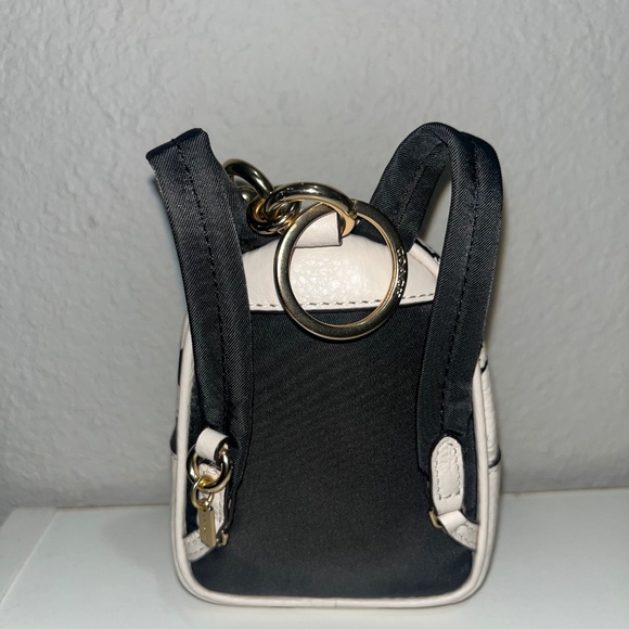 Coach Floral Print Mini Court Backpack Bag Charm (Chalk/Pebbled leather) - Picture 2 of 3